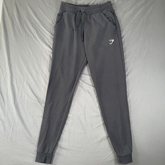 Gymshark Sweatpants Men's Small Black Tapered Activewear Logo Gym Training - Picture 1 of 6